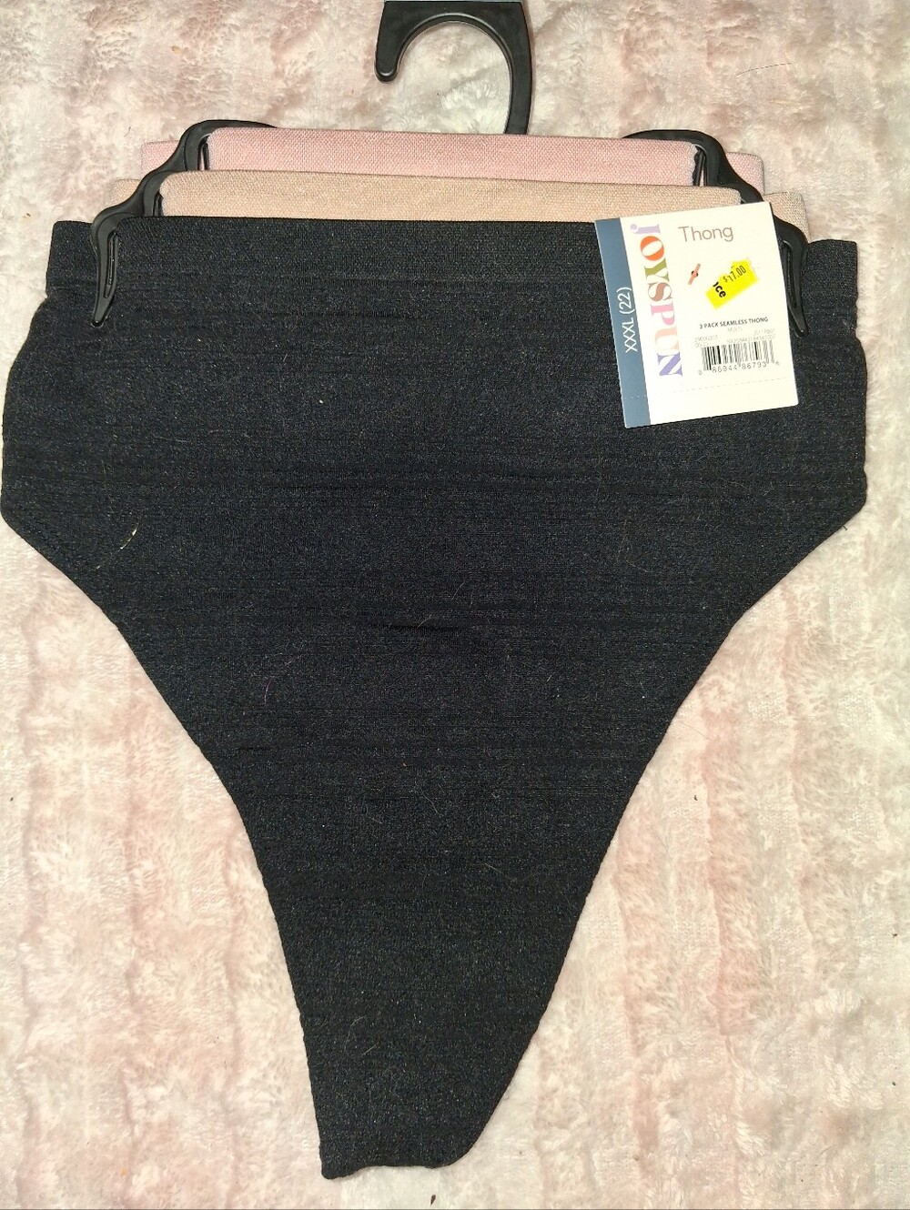 Black, Tan and Pink Thong 3-Pack